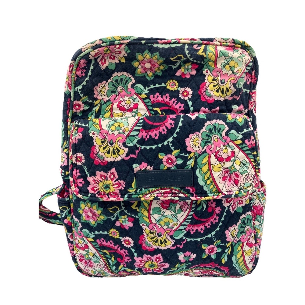 Vera Bradley Women Backpack S Navy‎ Petal Paisley Floral Cottagecore Boho